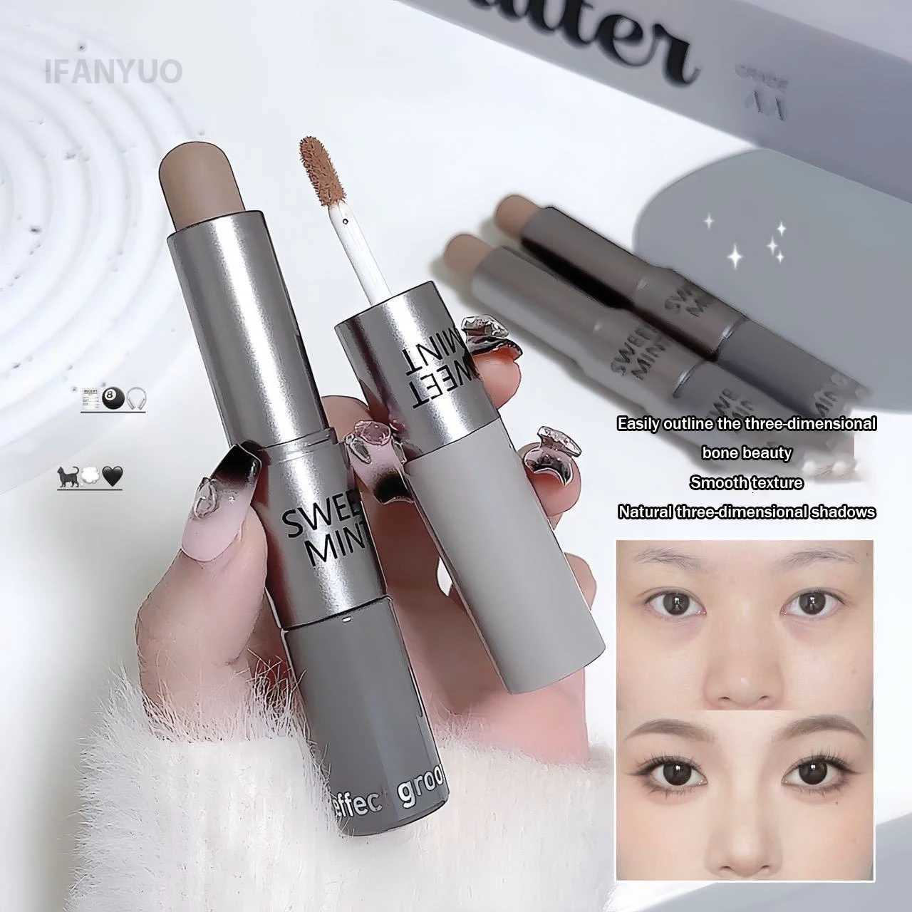 Moisturizing Matte Concealer Contour Stick Smooth Lasting 3D Nose Shadow Waterproof Face Highlight Brightening Contour Makeup W250722