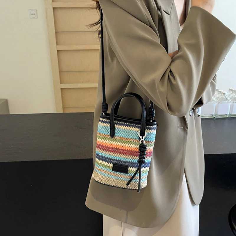 Mini Striped Str Crossbody Bags for Women Summer Shoulder Bags Handbags and Purses Weave Beach Bag Y250722