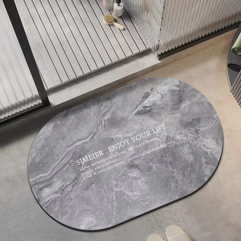 Non-Slip Dark Grey Rubber Bath Mat Quick Dry Absorbent Bathroom Rug for Shower Floor (40*60cm)