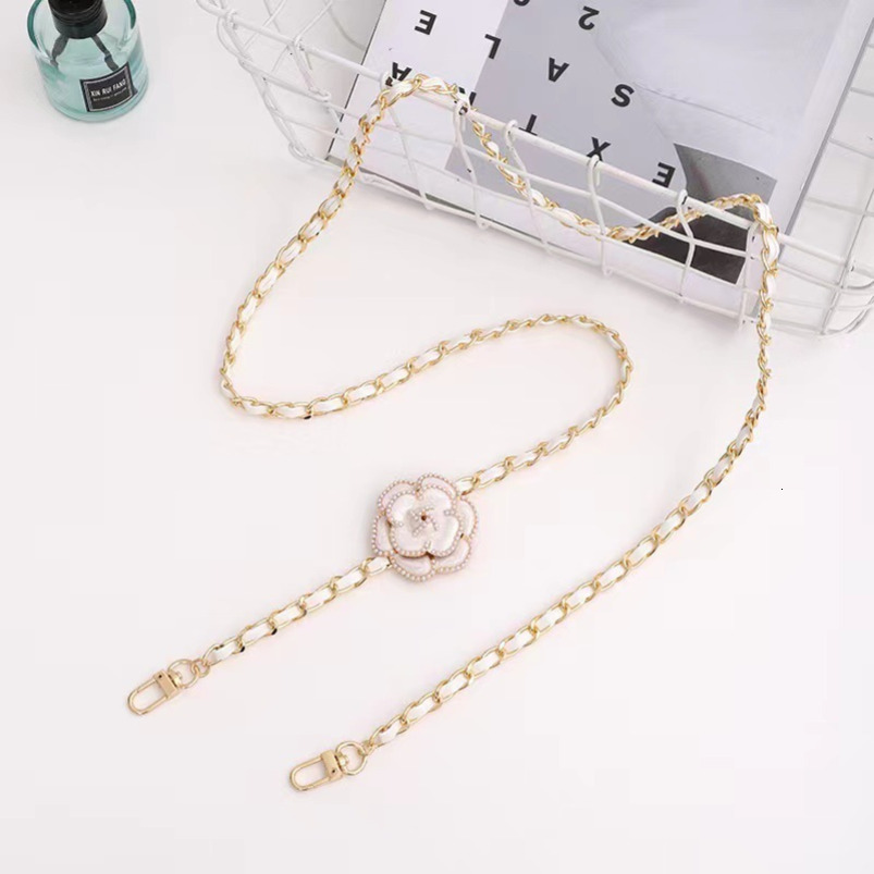 Korean Style Fragrance Pearl Camellia Crossbody Leather Lanyard Anti-drop Phone Chain Small Gift for Women