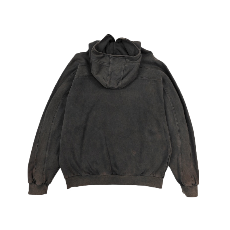 Casual-American Aesthetic Oversized Hooded Sweatshirt Featuring a Chain Pull Make old designs Zipper collar