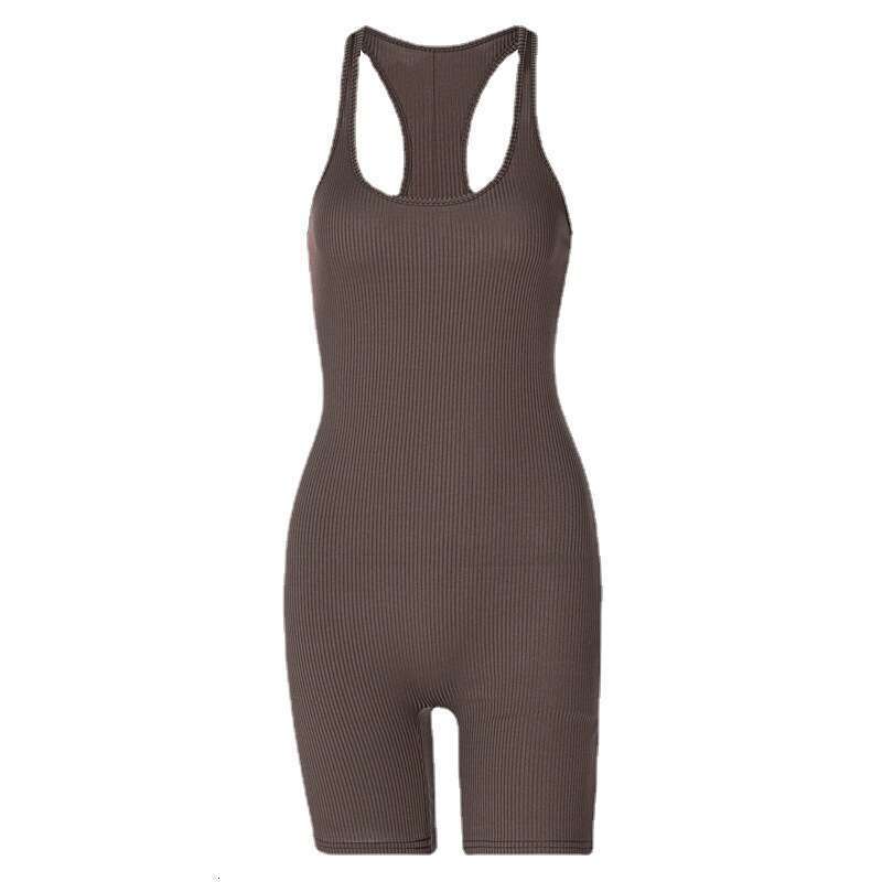 Women's Clothing Summer New Knitted Solid Color High Waist Tight Sports Yoga Jumpsuit B5