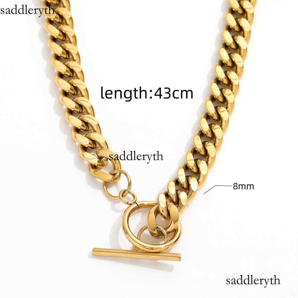 Tarnish Free Waterproof 8MM Joolim Jewelry Gold Plated Chunky Toggle Cuban Chain Stainless Steel Necklace