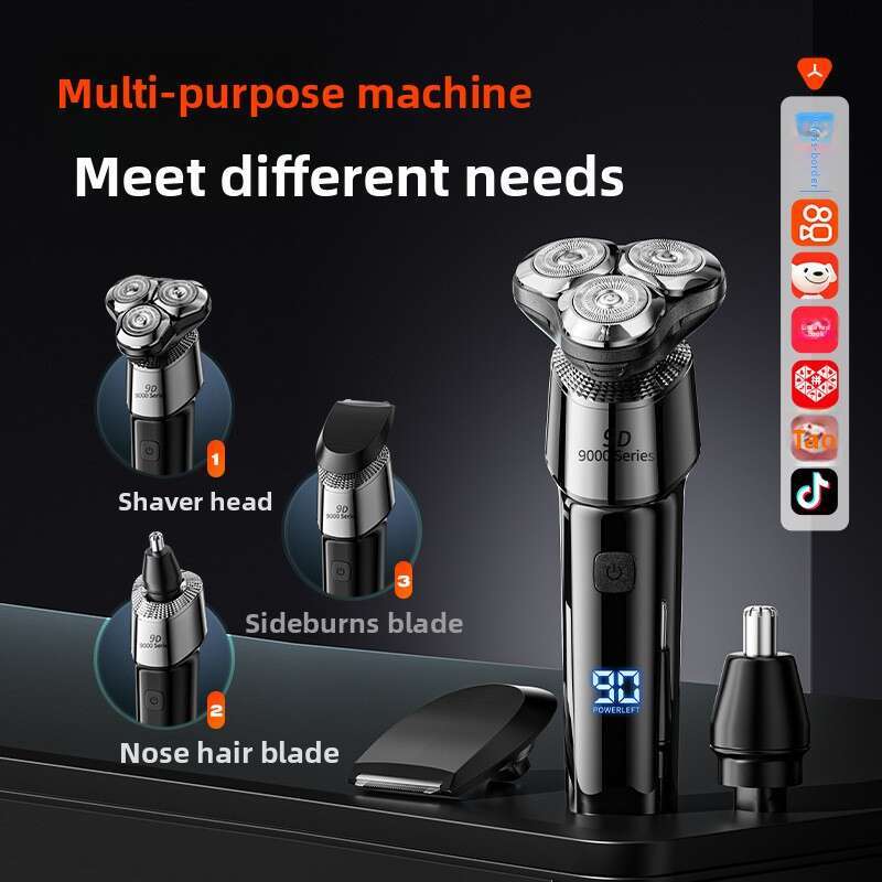 Electric Shaver for Men, Rechargeable Rotary Head, Washable Multi-Function Beard Trimmer, Ultra-Clean Razor