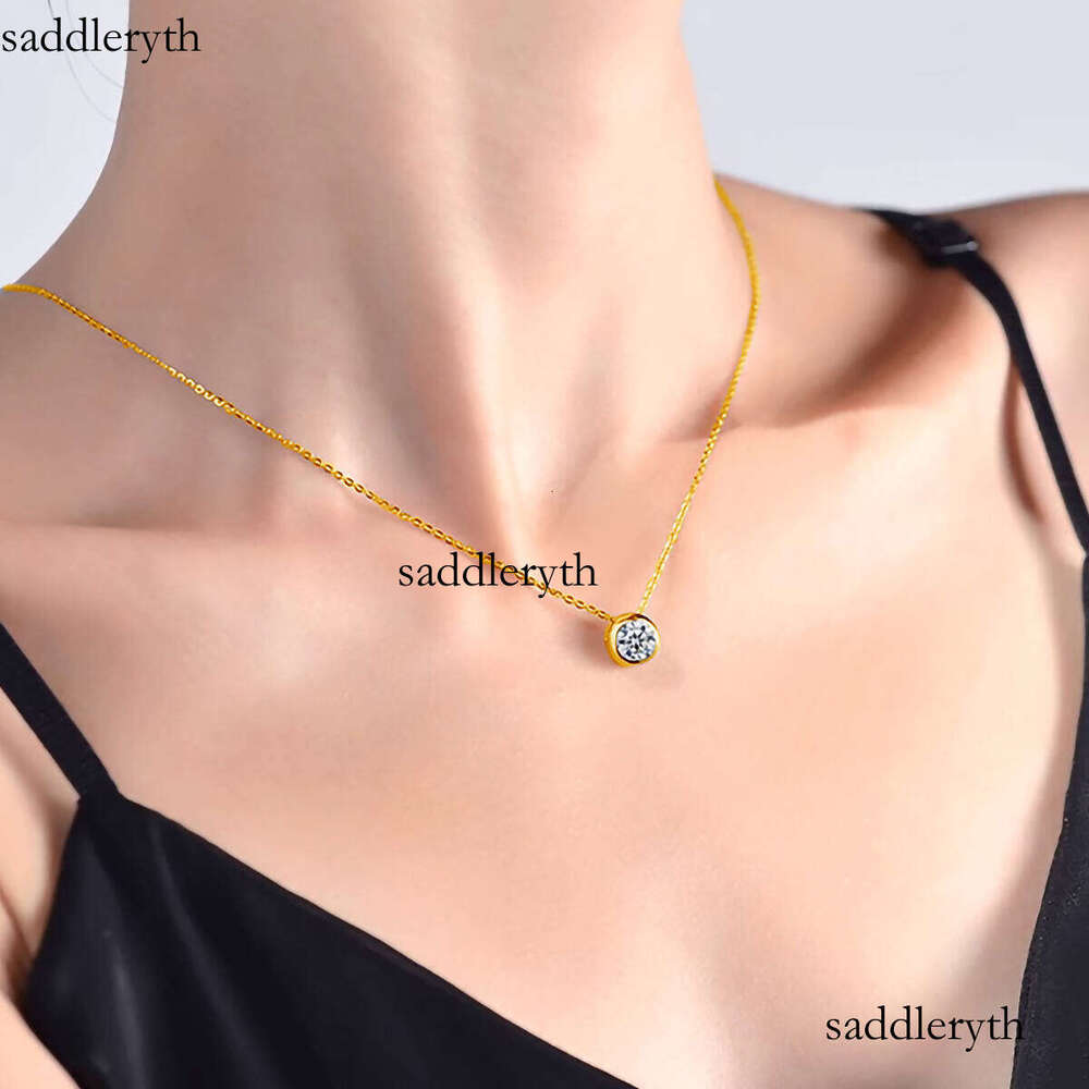 AU750 Real Gold Moissanite Dia Necklace Fine Jewelry For Woman Wedding Proposal Gift Present