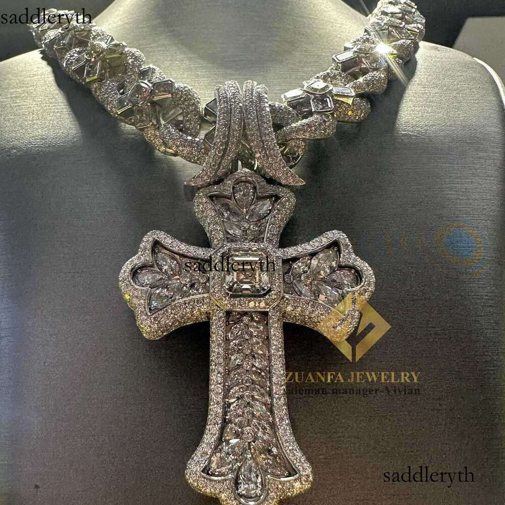 Pendant Necklaces Designer Hip Hop Jewelry Necklace Sier Iced Out vvs Moissanite Dia Fashion Cuban Chain Link
