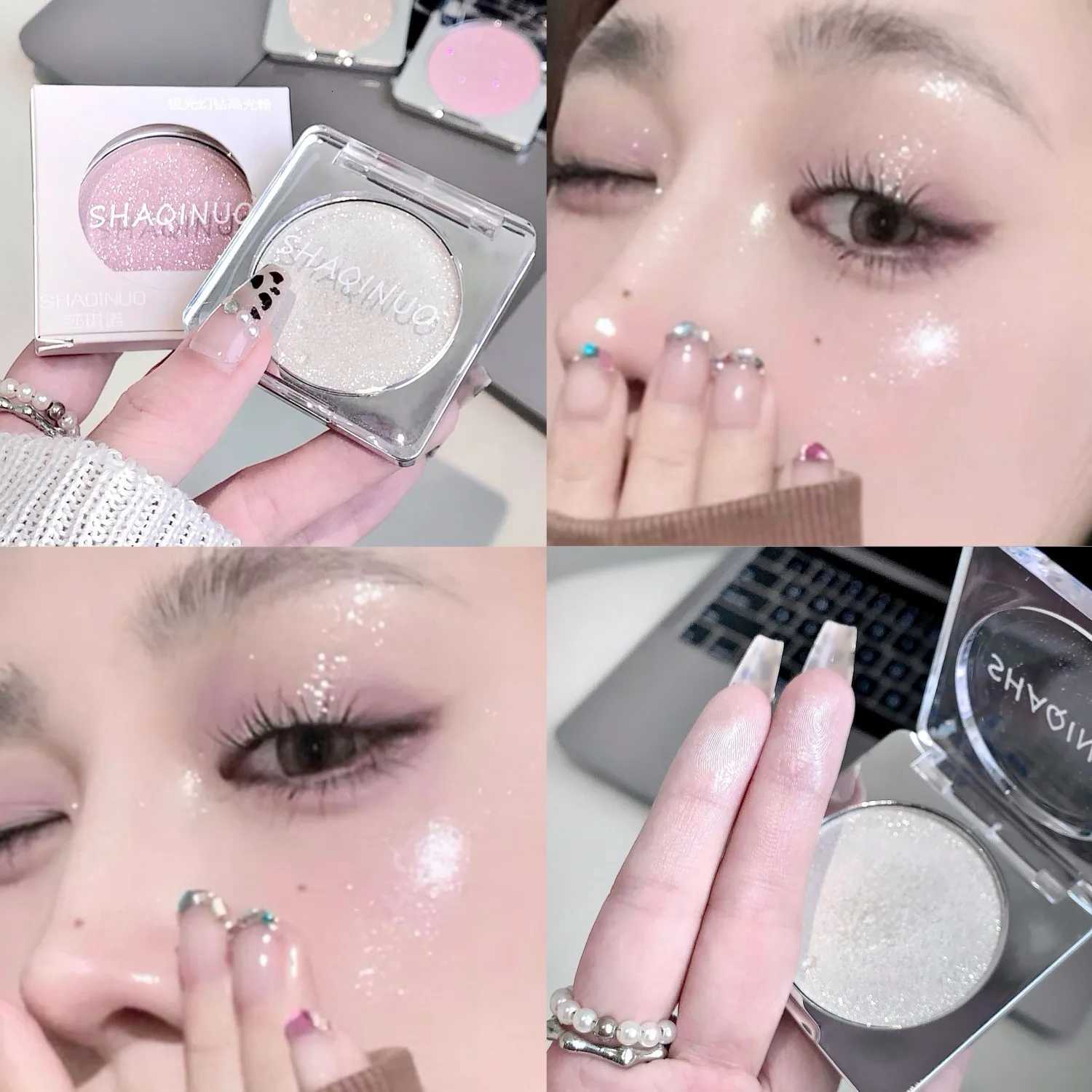 4Color Diamond Highlighter Powder Palette Waterproof High Gloss Glitter Body Highlight Eyeshadow Face Contour Illuminator Makeup W250722