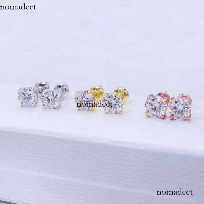 Classic Design Sterling Sier Screw Back GRA Certificated Dia Moissanite Stud Earrings