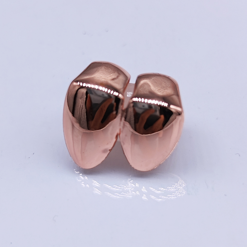 18K Real Gold Grillz Braces Plain Punk Hip Hop Double Teeth Dental Mouth Fang Grills Tooth Cap Cosplay Halloween Costome Party Vampire Rapper Body Jew