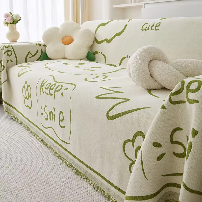 VIKAMA Cartoon Bear Printing Sofa Towel Non Slip Washable Living Room Universal Sofa Cover Cover Four Seasons Applicable Stain Resistant Easy Care
