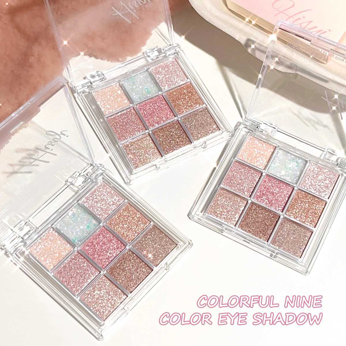 9 Color Eyeshadow Tray - Glitter Matte and Sequin Finishes Pink Blue Silver - High Pigment Long-lasting Makeup Radiant W250722