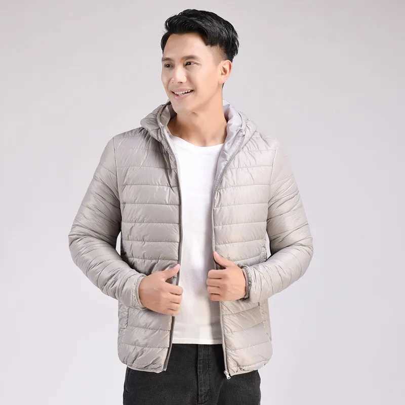 New Brand Autumn Winter Light Down Jacket Mens Fashion Hooded Short Large Ultra-thin Lightweight Youth Slim Coat Down Jackets W250722