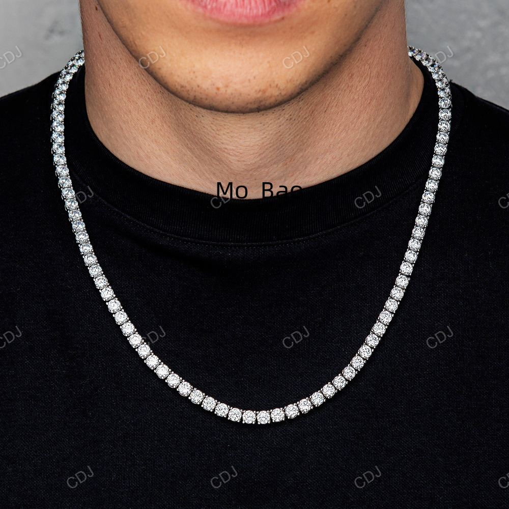 Luxury Real Moissanite Diamond Tennis Chain Jewelry 5mm 22 Inches Gold Plated Tennis Chain Necklace For Men And Women