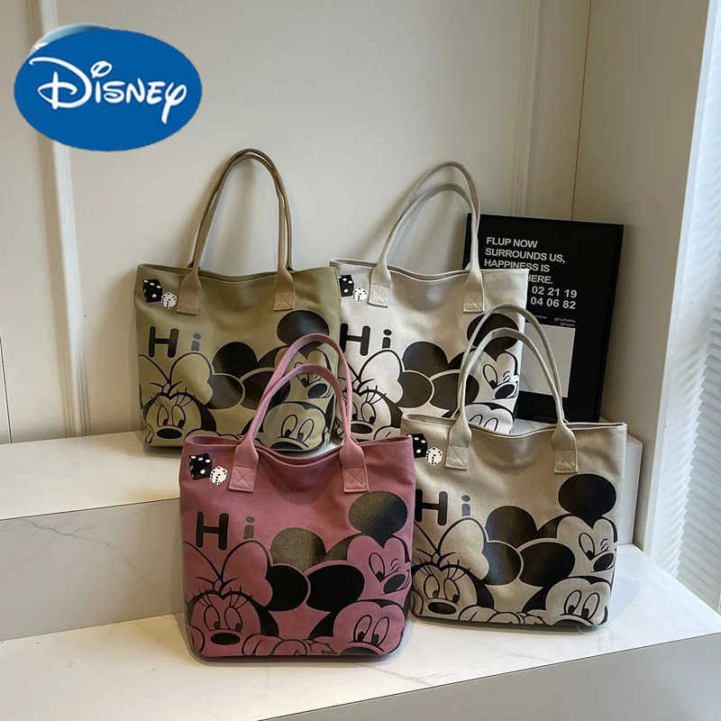 Disney Mickey Graffiti Womens Shoulder Bags Large Capacity Canvas Tote Handbag Daily Commuting Laptop Bag W250722