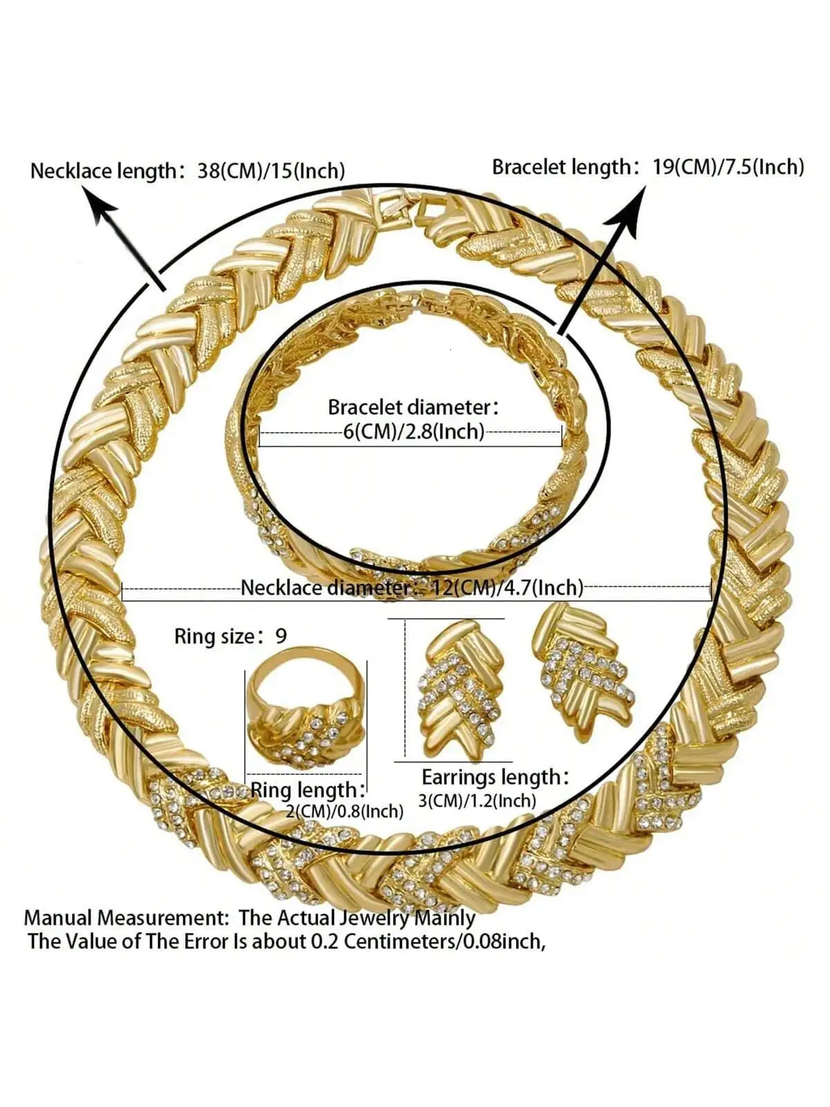 Dubai Jewelry Set For Woman 18K Gold Plated Necklace Earrings Bracelet and Ring Set Jewelry Wedding Party Trending 250717 - view 7