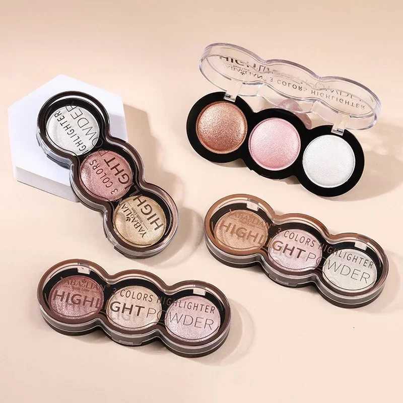 3 Colors High Gloss Highlighter Palette Makeup Face Brighten Contour B Waterproof Shimmer Powder Body Illuminator Cosmetics W250722