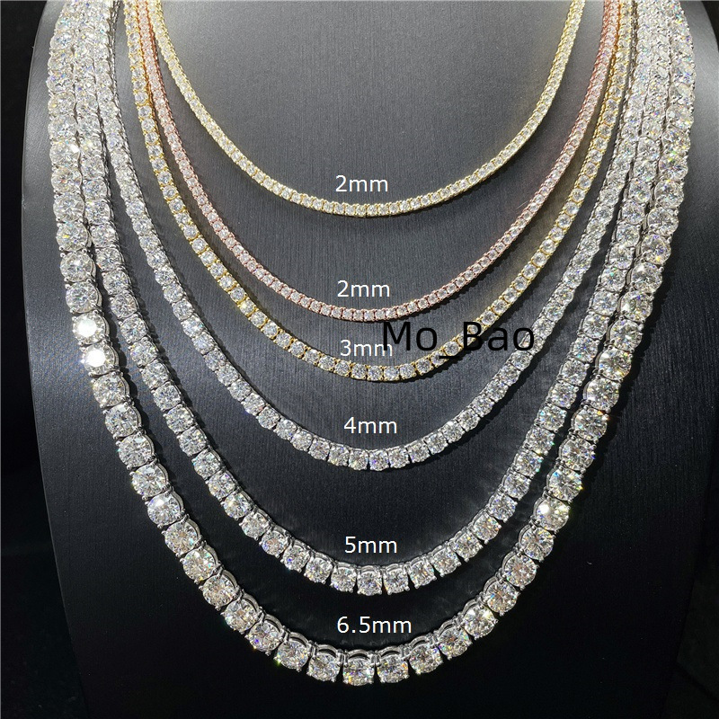 Gra Vvs Cluster Wholesale Round Cut 2.5mm 5mm 4mm Bracelet 3mm 925 Sterling Silver Necklace Moissanite Tennis Chain Sparkle
