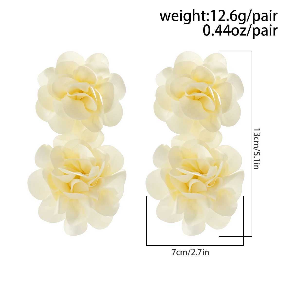 IngeSight.Z Exaggerated Satin Large Flower Long Tassel Drop Earrings for Women Romantic Party Wedding Earrings Jewelry XJ250722