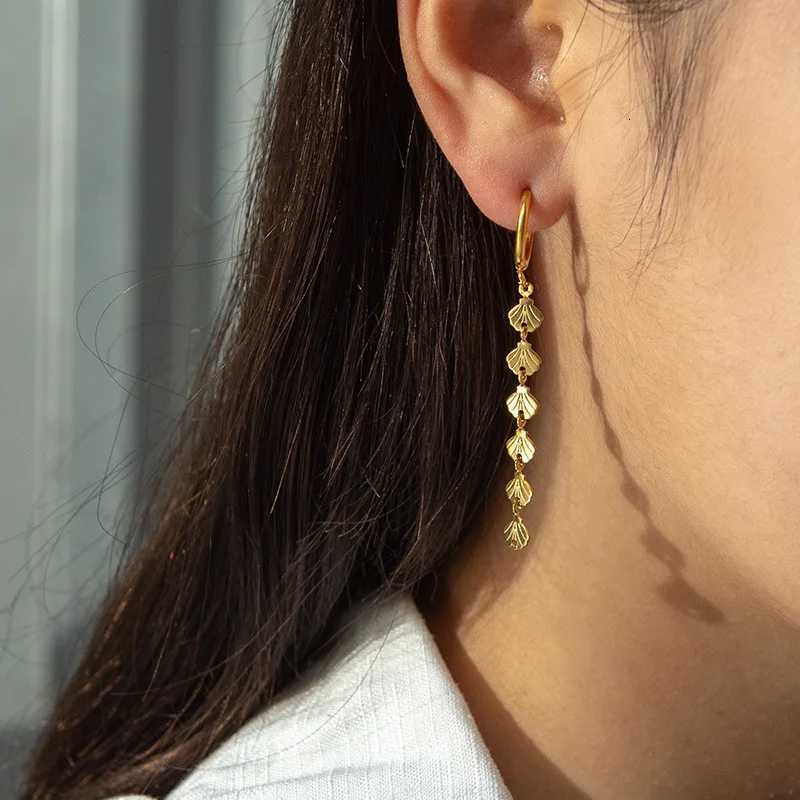 Seakissky Fashion Gold-plated Stainless Steel Earrings Exquisite Wheat Ear Shed Tassels Pendants Gorgeous Jewelry Womens Gift XJ250722