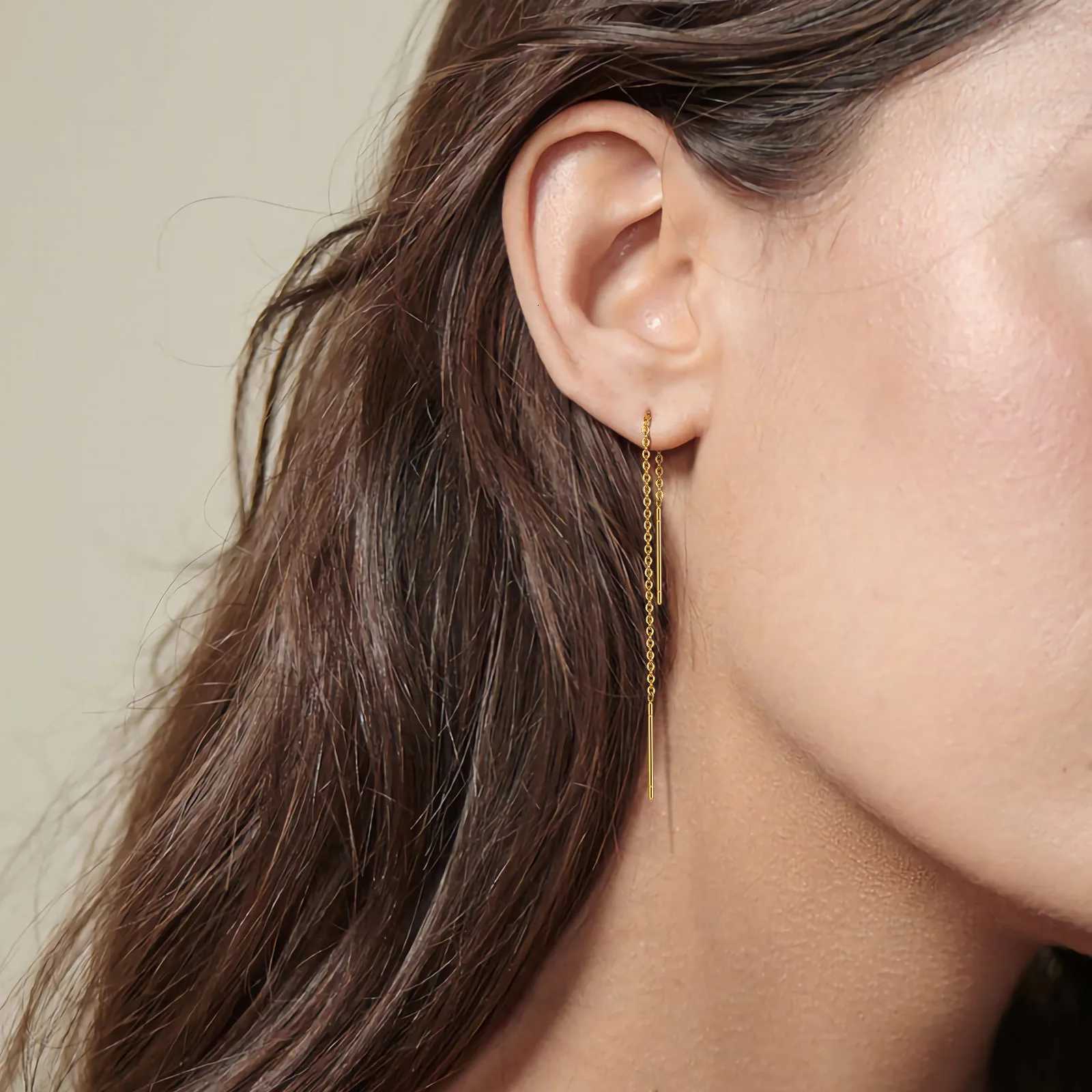Vnox Delicate Jan Korean Long Tassel Linear Chain Earrings for Women Stainless Steel Ear Line Threader Dangle Earring XJ250722