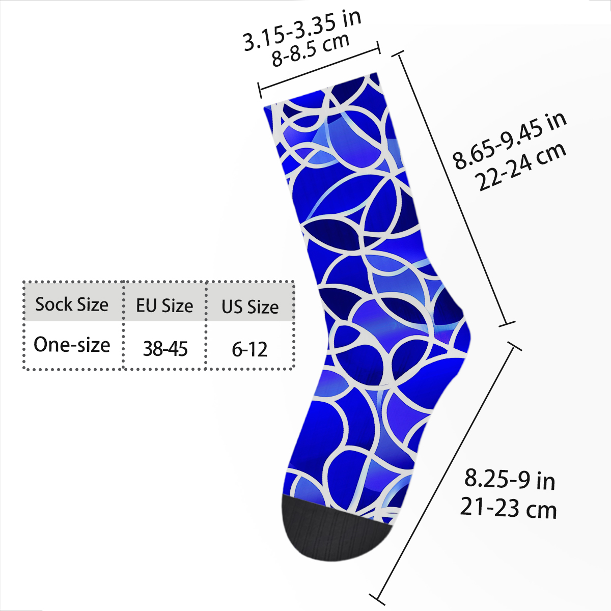 Blue Geometric Vine - Pattern Unisex Tube Designer Socks C083