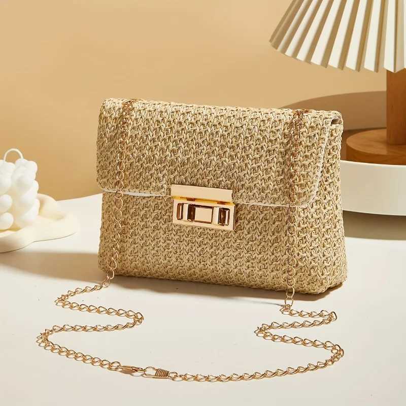 Woven Str Handwoven Mens Shoulder Bag Fi Solid Color Crossbody Purse with Lock Closure Y250722