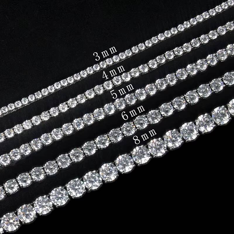 High Quality 3MM Tennis Chain Moissanite Vvs 5A CZ Iced Out Round Brilliant Cut Diamond Gold Plated Fine Necklace for Men Women