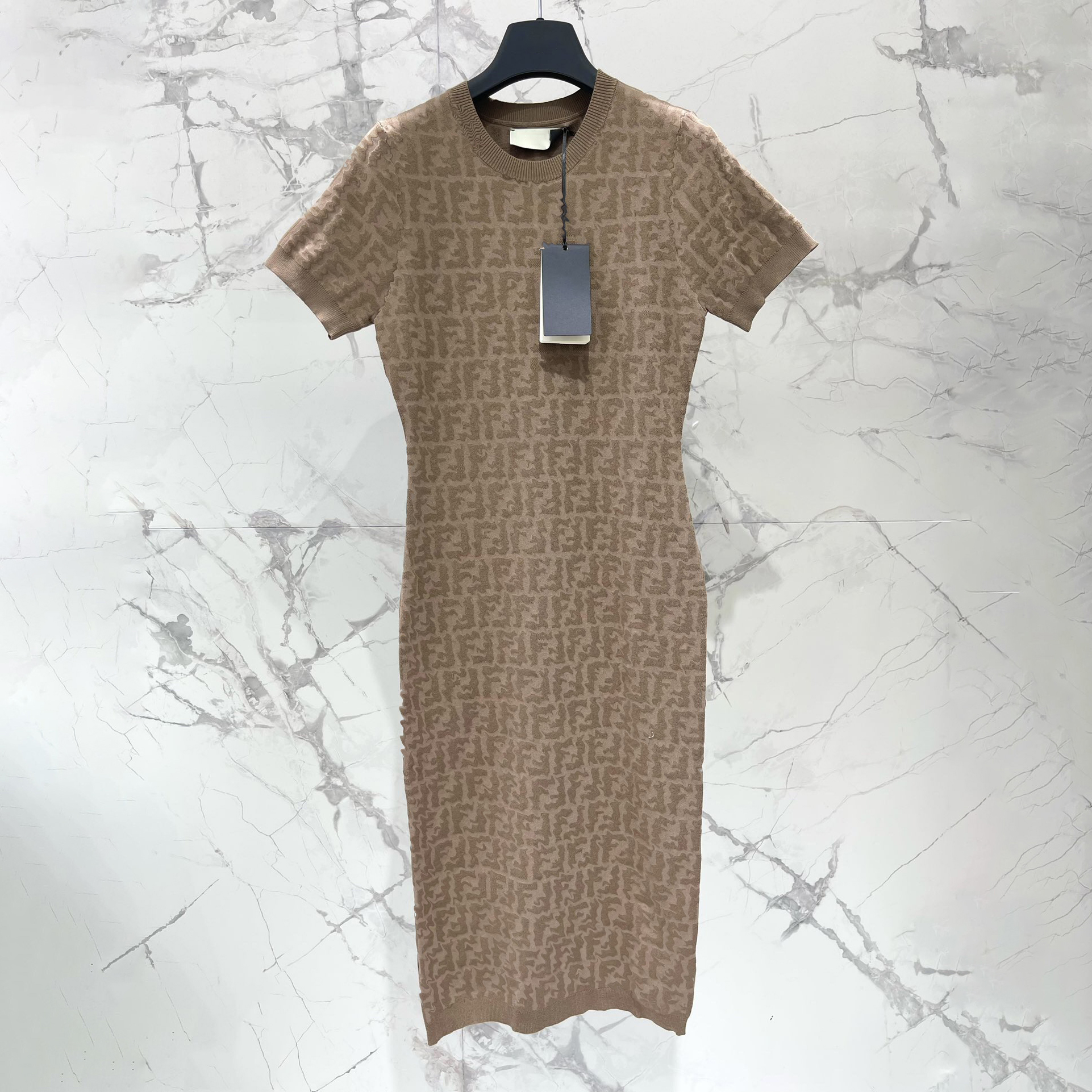 Dresses designer dress womens Short sleeve knitting dresses Classic pattern Embroidery printing Crew Neck Spring and autumn knit dress fashion women clothing