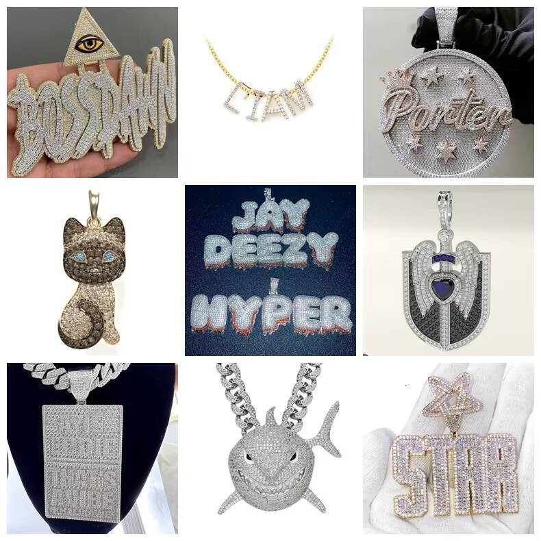 Hot Popular Wholesale Price Custom Moissanite Hip Hop Jewelry Charm Necklace VVS Moissanite Pendants