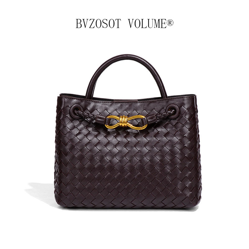 High - end textured large - capacity handbag hand - woven bag personalized and simple shoulder - crossbody bag for women