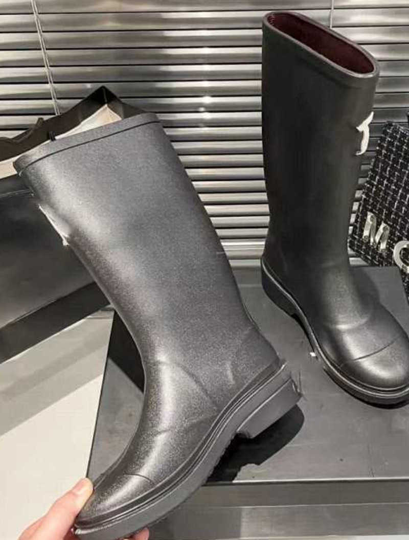 Boots Rain Platform Letter Ringer Fashion Black But Knee Long Women's Boots T250722