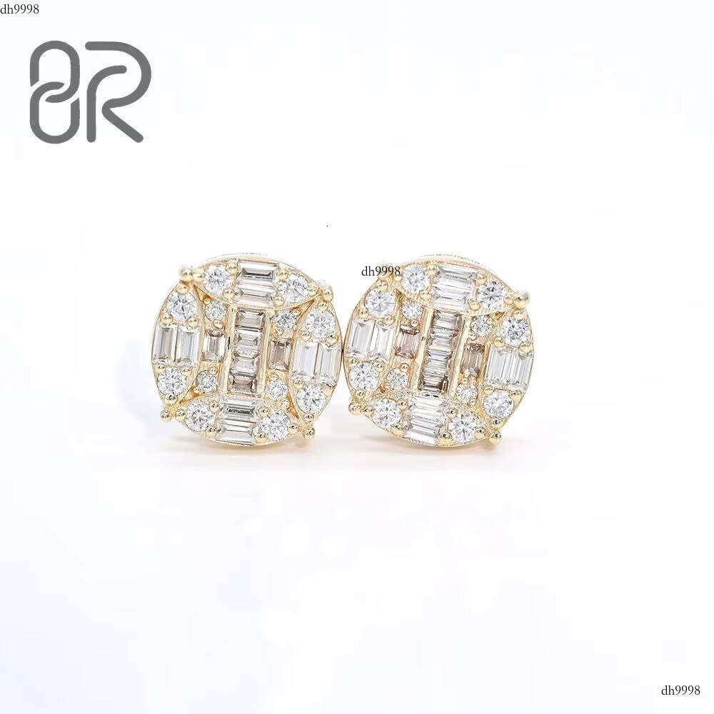 10K 14K Studs Real Gra Certified French Long Stick Cut Vvs Moissanite Gold Earrings