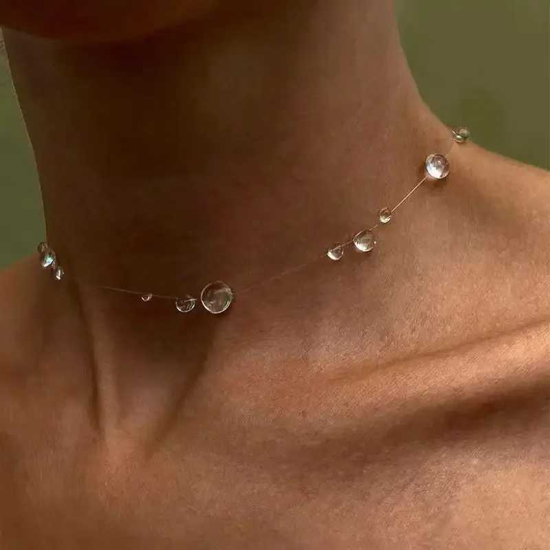 Handmade Water Drop Earrings Necklace for Women Fashion Transparent Crystal Bead Long Tassel Earrings Wedding Party Jewelry Gift XJ250722