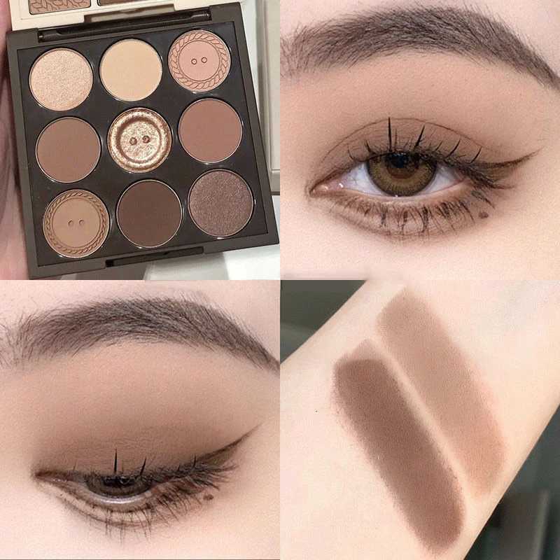 9 Color Eyeshadow Daily Makeup Brown Eyeshadow Palette Shimmer Matte Lasting Fine Shimmer Earth Color Eyeshadow Korean W250722