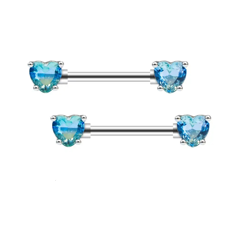 JHJT 2PCS Sexy Heart Nipple Piercing 14G 316L Steel Loved Nipple Barbell Rings Piercing Body Jewelry 250722