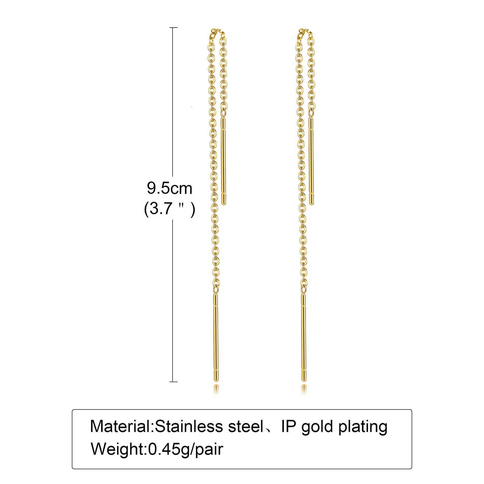 Vnox Delicate Jan Korean Long Tassel Linear Chain Earrings for Women Stainless Steel Ear Line Threader Dangle Earring XJ250722