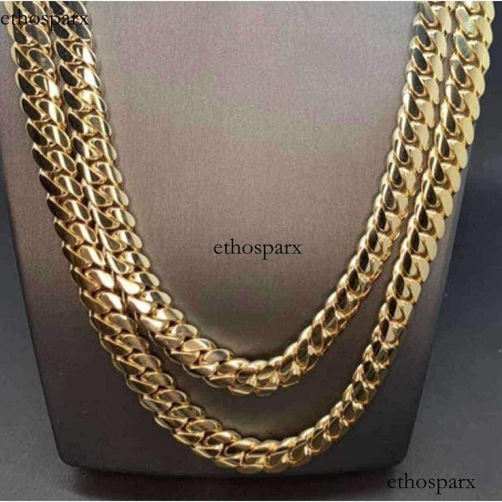 Solid Gold Chains Miami Cuban 10k 14k 18k Real 7mm 8mm 9mm 10mm 11mm 12mm Fedex Insured Shipping in North America