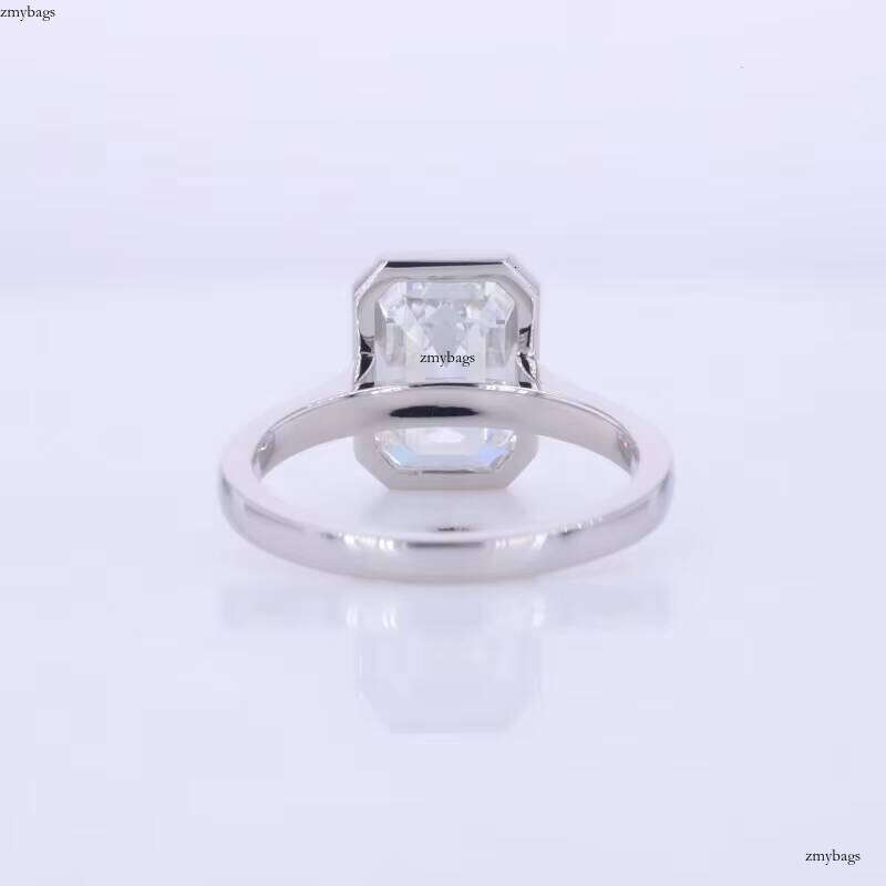 Starsgem 14k Solid Gold Diamant Rings Emerald Cut 1ct 3ct D Color IGI Certified Lab Grown Dia Bezel Setting Engagement Ring