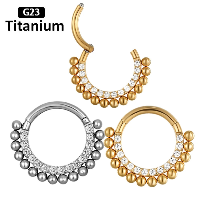G23 Helix Piercing CZ With Ball Earring Septum Nipple Ring Conch Cartilage Tragus Piercing Jewelry ASTM 36 Nose Rings 250722