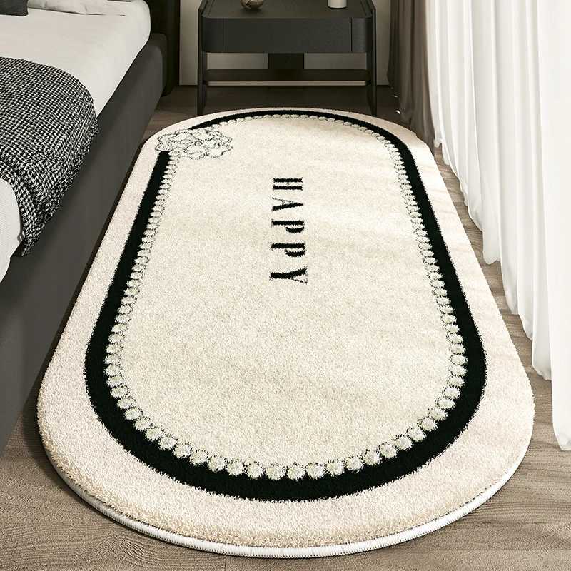 VIKAMA Cashmere Imitated French Small Fragrance Bed Rug Advanced Sense Living Room Study Oval Dirt Resistant Non-Slip Carpet XJ250722