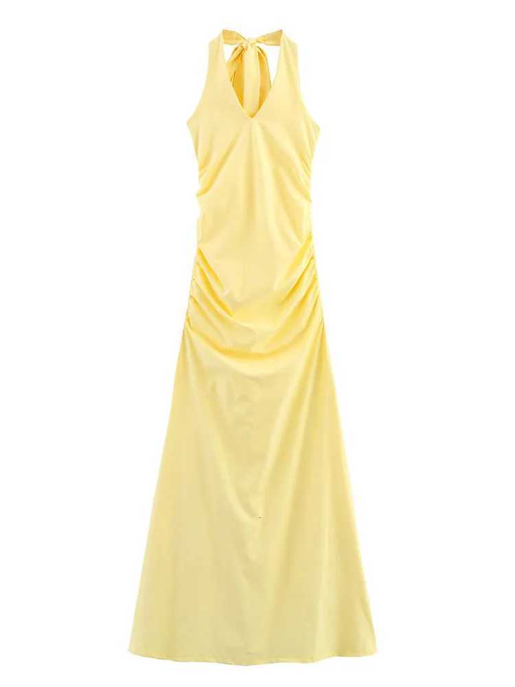2025 Summer Women Solid Halter Dress Fashion Off Shoulder Backless Slim Party Dress Sexy Sleeveless Date Night Dress XJ250722