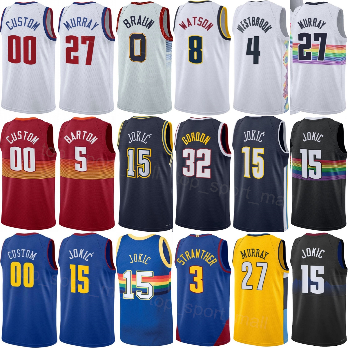 Print Basketball Christian Braun Jerseys 0 Russell Westbrook 4 Peyton Watson 8 Julian Strawther 3 Hunter Tyson 5 Jalen Pickett 24 Women Mens Child Statement 2025/26