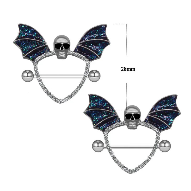 Gothic Nipple Rings Spider Skull Nipple Piercing Jewelry Halloween Body Jewelry 250722