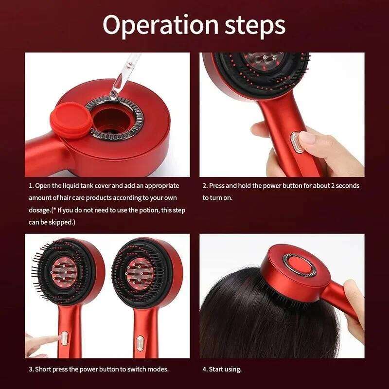3 Modes Electric Vibration Comb Red Light Therapy Hair Growth Massage Scalp Brush Oil Liquid Applicator Head Massager