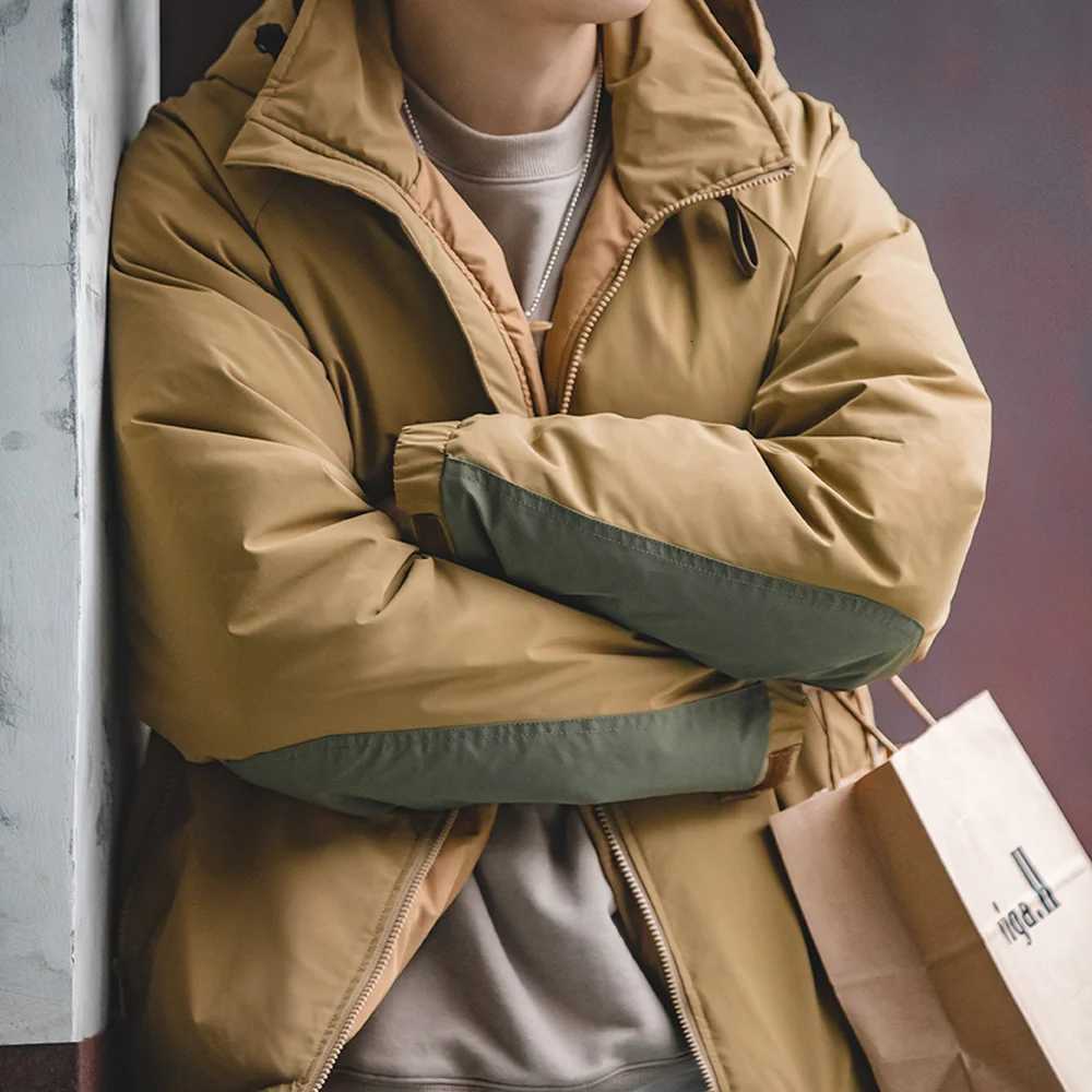 Madon Winter Hooded Down Jacket for Men White Duck Down Filling Thickened Warm Outer Coat Outdoor Windproof Parkas Black Jacket W250722