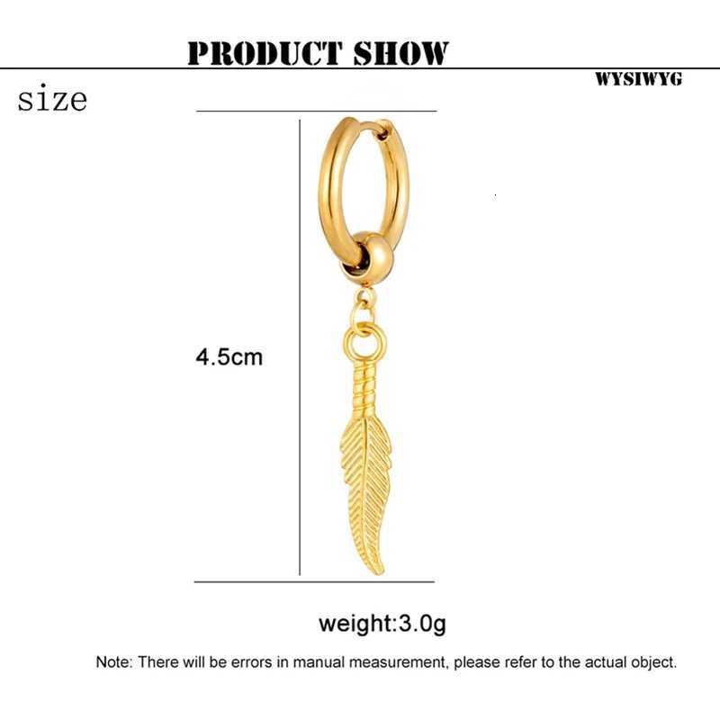 1 Piece Trend Feather Tassel Eardrop Women Men Stainless Steel Earrings Men Boy Punk Street Fashion Ear Jewelry Gift Hot XJ250722