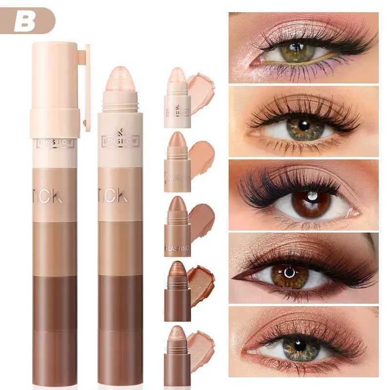5-Color Matte Shimmer Eyeshadow Stick Easy To Use Waterproof Anti-Smudging And PortableW250722