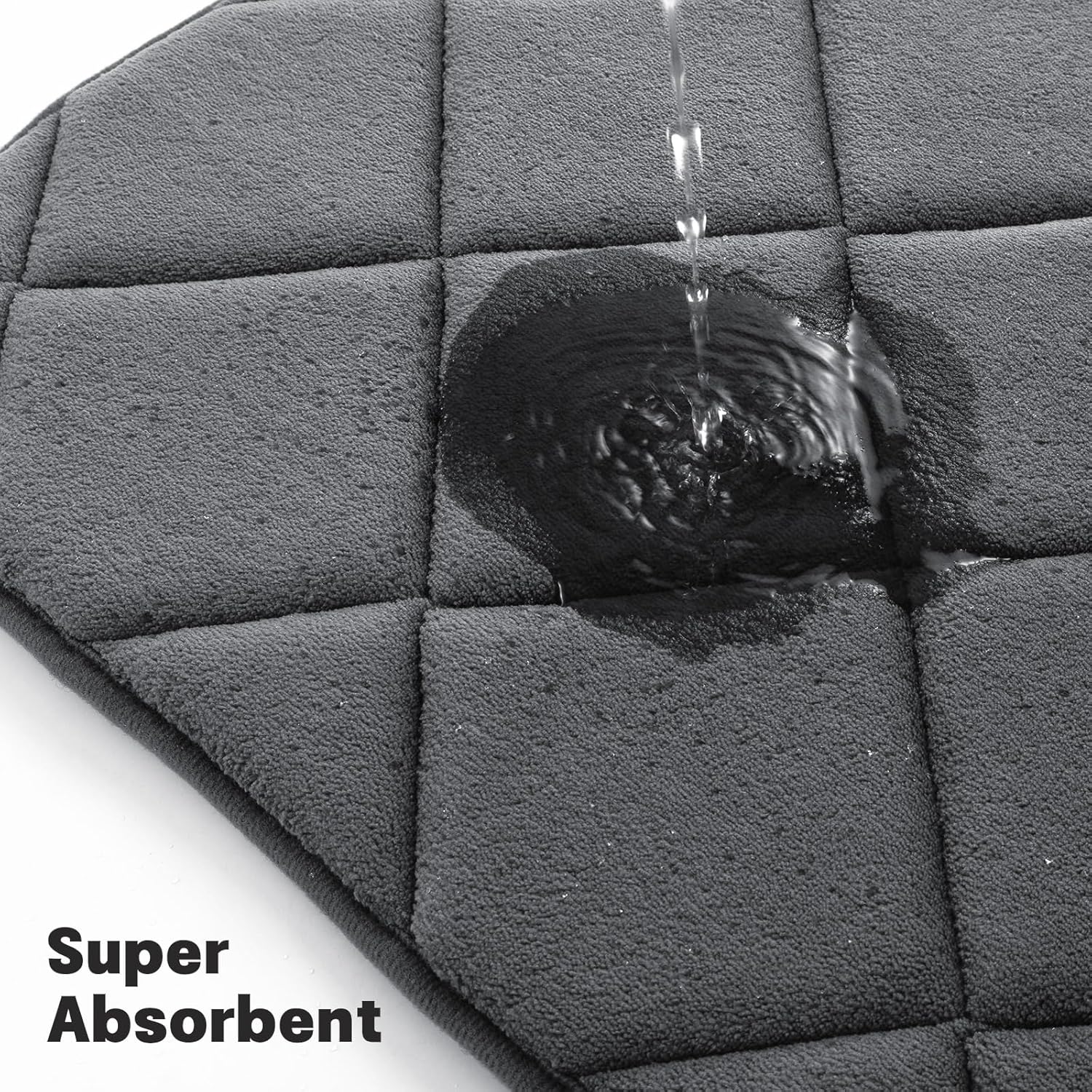 Memory Foam Plaid Quilt Bathroom Rug Set Non-Slip Highly Absorbent Quick-Drying Machine Washable for Toilet Zones Floor (41*61+51*81+51*61cm)