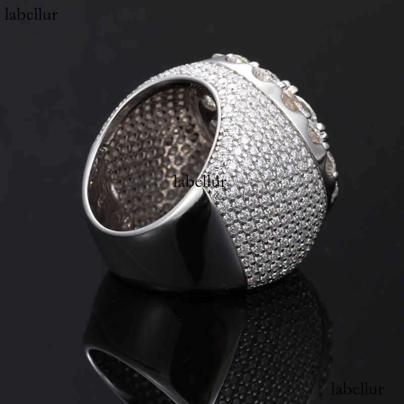 Mens Fine Ring 925 Sterling Silver Brilliant Cut VVS D Moissanite Diamond Wedding Occasion Metal Iced Out Cluster Ring