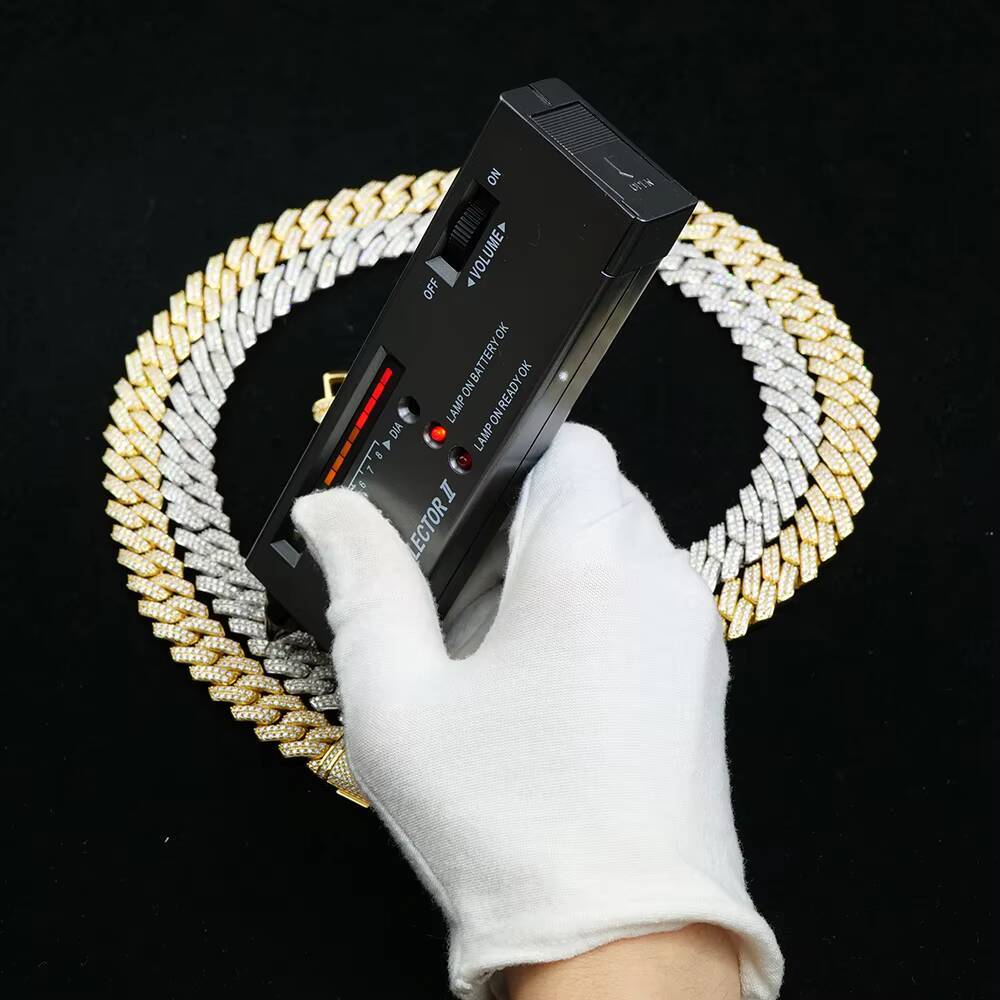 Top Fashion High Quality S925 Hip-Hop Jewelry Gold Plated 14mm Prong Link Cuban Moissanite Cuban Chain Necklace for Wholesale